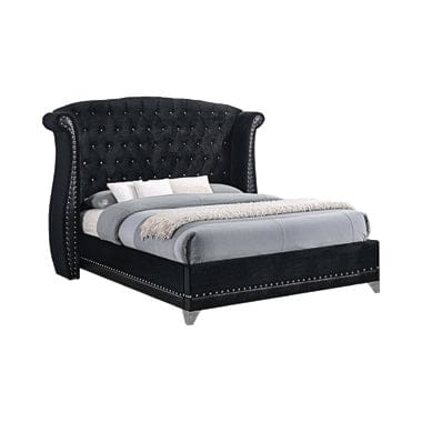 Barzini Eastern King Tufted Upholstered Bed Black - 300643KE A-Z Store Nadia