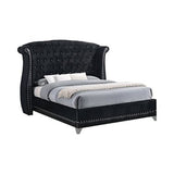 Barzini Eastern King Tufted Upholstered Bed Black - 300643KE A-Z Store Nadia