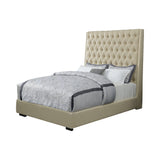 Camille Eastern King Button Tufted Bed Cream - 300722KE A-Z Store Nadia