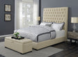 Camille Eastern King Button Tufted Bed Cream - 300722KE A-Z Store Nadia