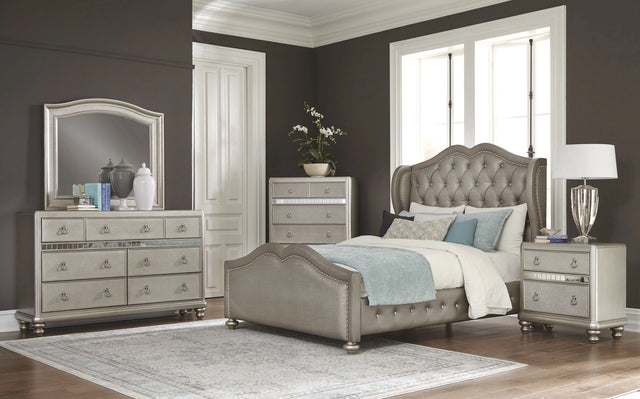 Belmont Tufted Upholstered Eastern King Bed Metallic - 300824KE A-Z Store Nadia