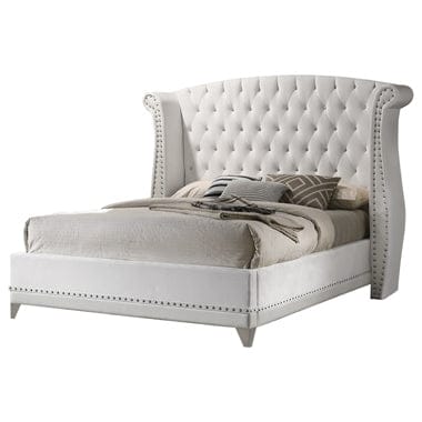 Barzini Eastern King Wingback Tufted Bed White - 300843KE A-Z Store Nadia