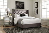 Bancroft Demi-Wing Upholstered Queen Bed Grey - 301405Q A-Z Store Nadia