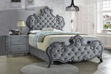 Sandboard Eastern King Rhinestone Button Tufted Bed Grey - 302351KE A-Z Store Nadia