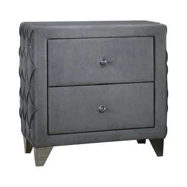 Sandboard 2-Drawer Button Tufted Nightstand Grey - 302352 A-Z Store Nadia