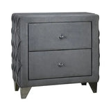Sandboard 2-Drawer Button Tufted Nightstand Grey - 302352 A-Z Store Nadia