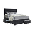 Soledad Eastern King 4-Drawer Button Tufted Storage Bed Charcoal - 305877KE A-Z Store Nadia