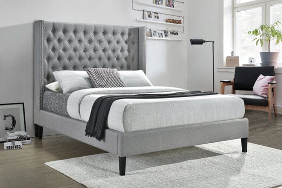 Summerset Full Button Tufted Upholstered Bed Light Grey - 305903F A-Z Store Nadia