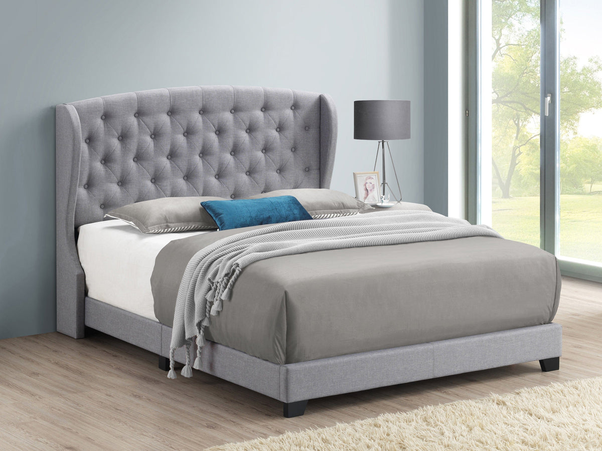 Krome Full Upholstered Bed With Demi-Wing Headboard Smoke - 305971F A-Z Store Nadia