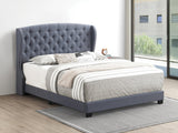Krome Queen Upholstered Bed With Demi-Wing Headboard Gunmetal - 305972Q A-Z Store Nadia