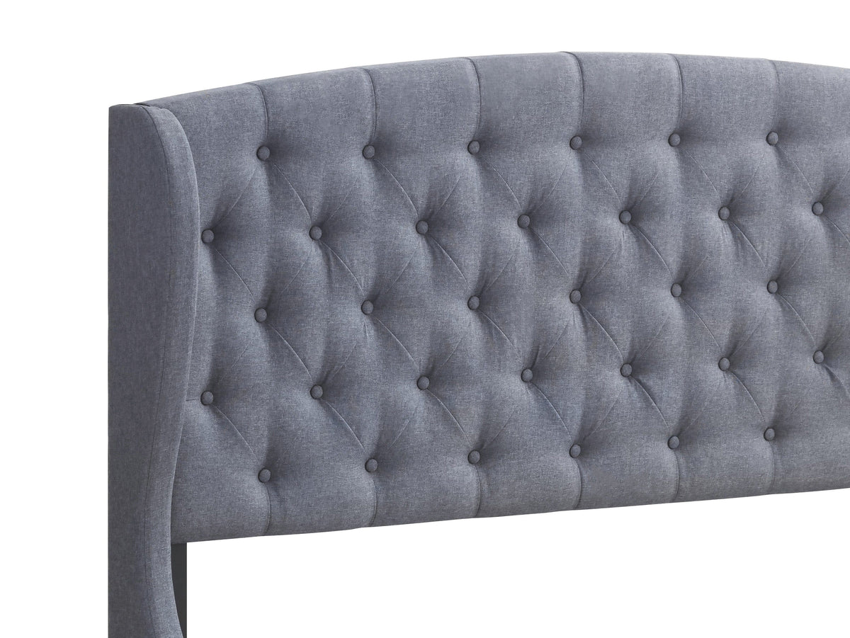 Krome Queen Upholstered Bed With Demi-Wing Headboard Gunmetal - 305972Q A-Z Store Nadia