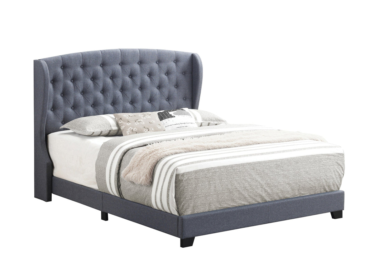 Krome Full Upholstered Bed With Demi-Wing Headboard Gunmetal - 305972F A-Z Store Nadia
