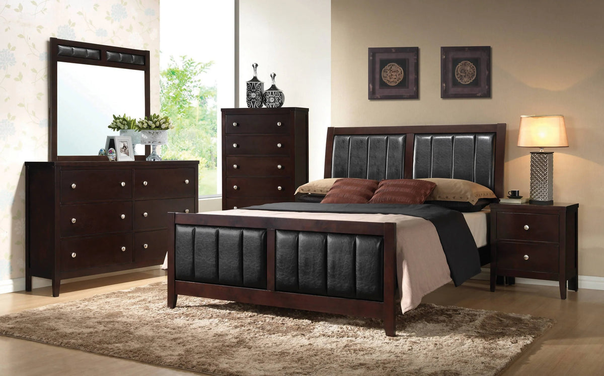 Carlton Full Upholstered Panel Bed Cappuccino And Black - 202091F A-Z Store Nadia
