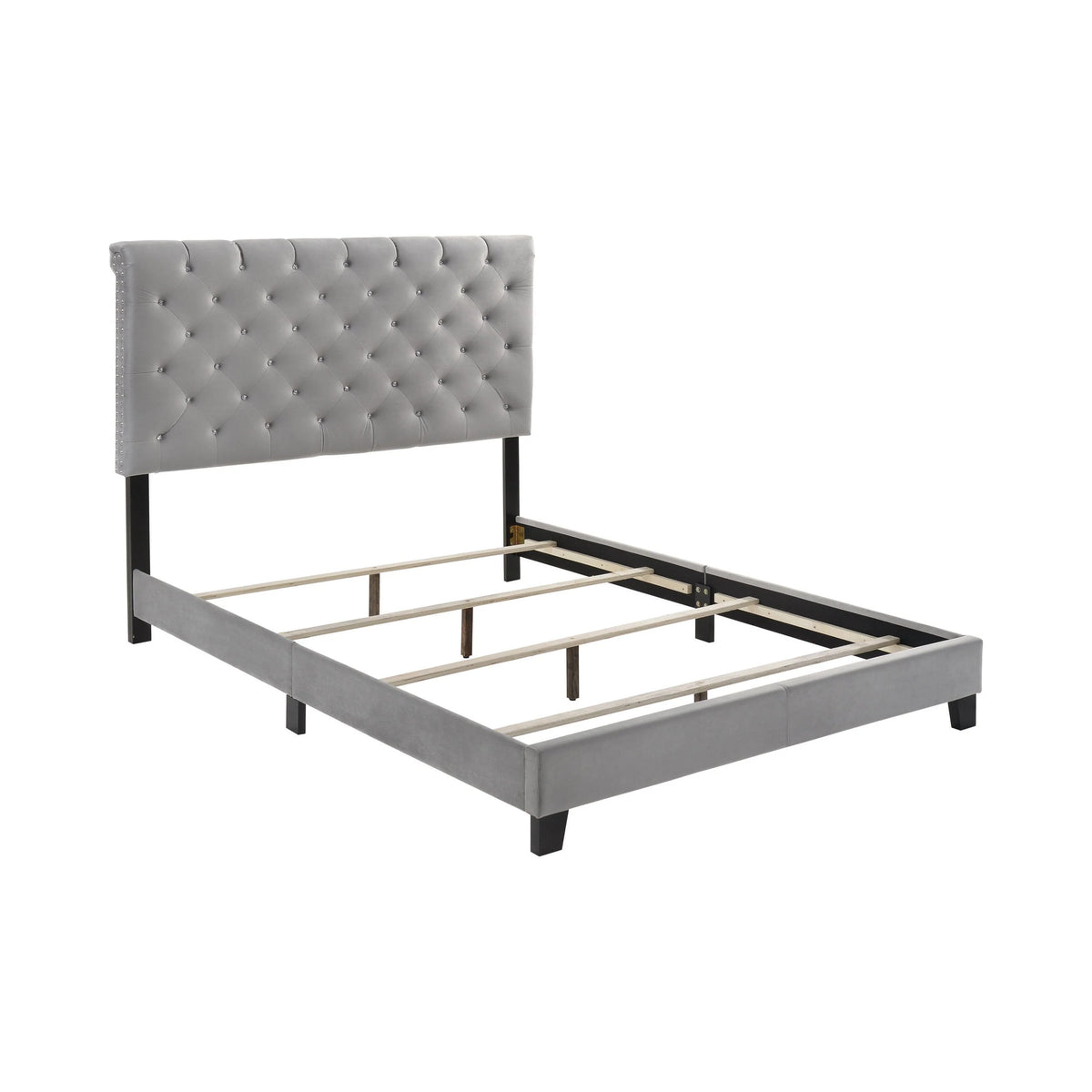 Warner Eastern King Upholstered Bed Grey - 310042KE A-Z Store Nadia