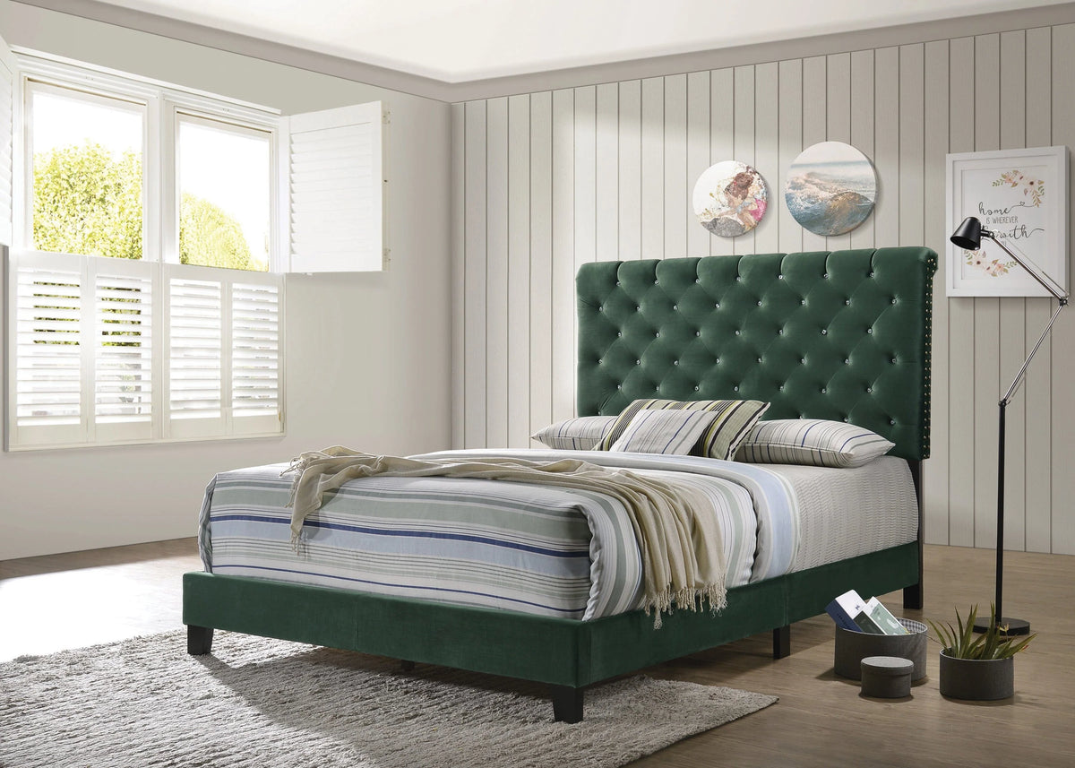 Warner Full Upholstered Bed Green - 310043F A-Z Store Nadia