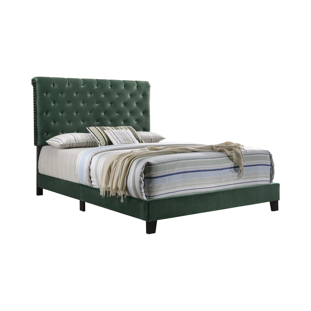 Warner Full Upholstered Bed Green - 310043F A-Z Store Nadia