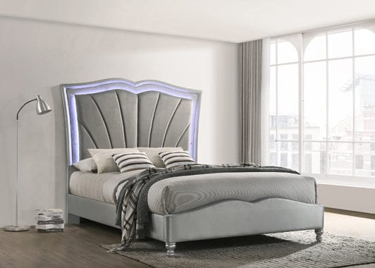 Bowfield Queen Upholstered Bed With LED Lighting Grey - 310048Q A-Z Store Nadia