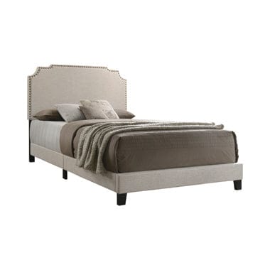 Tamarac Upholstered Nailhead Queen Bed Beige - 310061Q A-Z Store Nadia