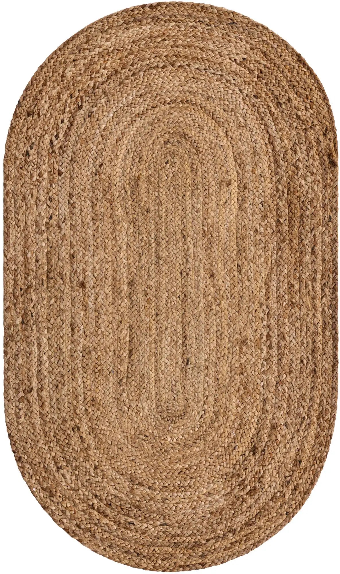 Natural Braided Jute Oval Rug