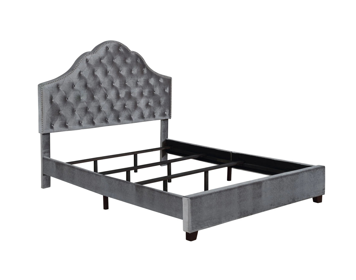 Abbeville Eastern King Upholstered Bed With Arched Headboard Grey - 315891KE A-Z Store Nadia