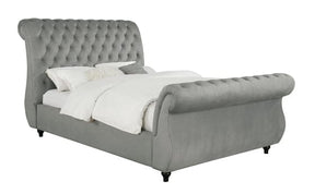 Chelles Eastern King Upholstered Sleigh Bed Grey - 315921KE A-Z Store Nadia