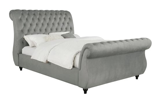 Chelles Eastern King Upholstered Sleigh Bed Grey - 315921KE A-Z Store Nadia