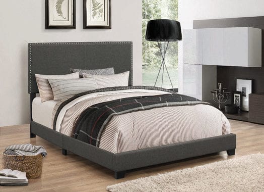 Boyd Twin Upholstered Bed With Nailhead Trim Charcoal - 350061T A-Z Store Nadia