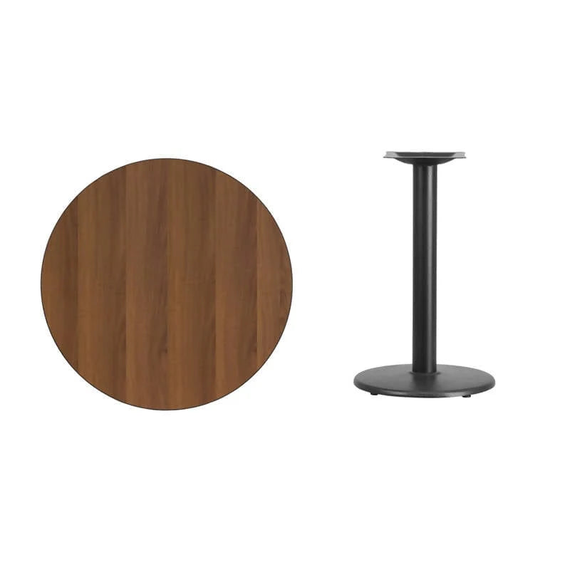 30'' Round Black Laminate Table Top with 18'' Round Table Height Base [XU-RD-30-BLKTB-TR18-GG] Fl Furniture