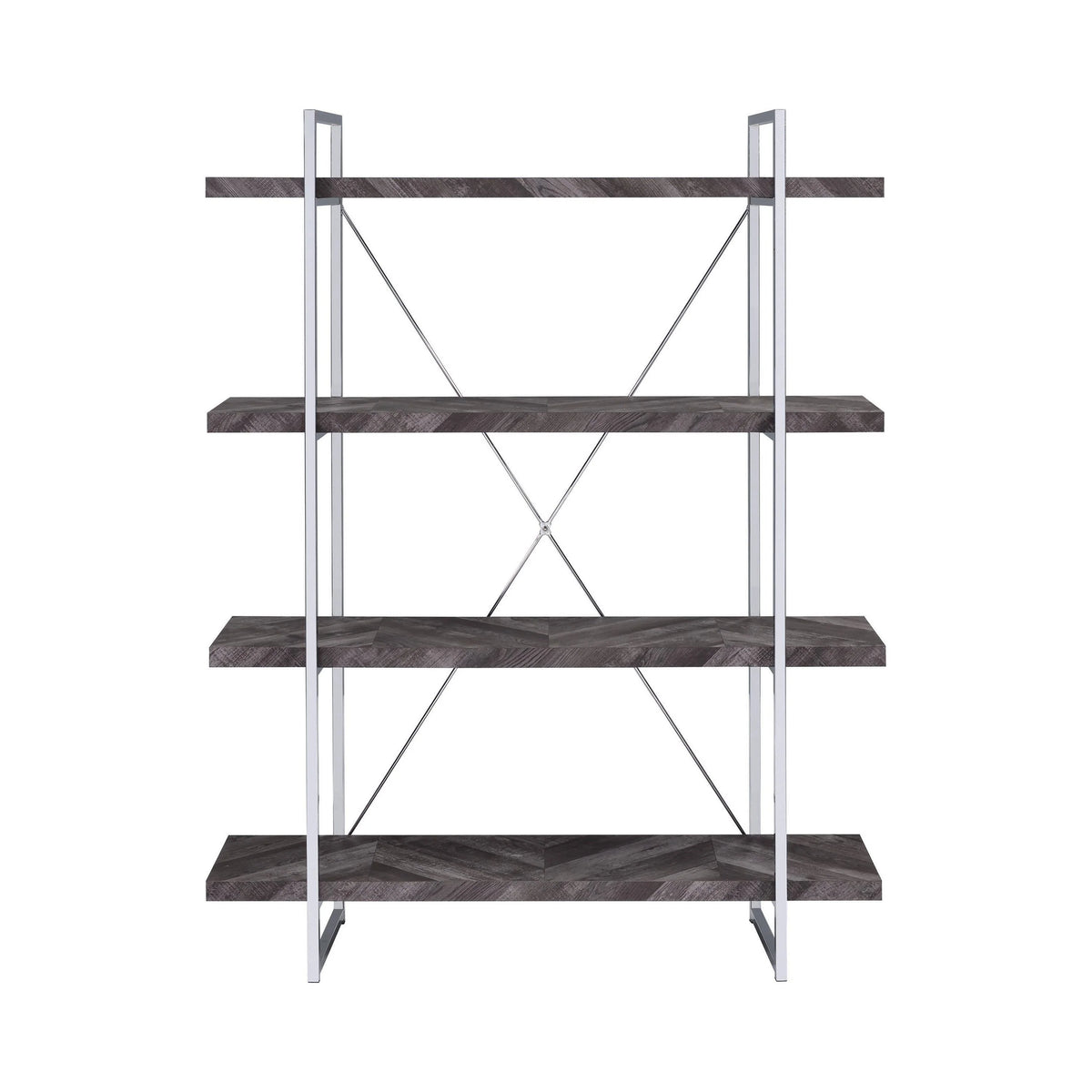 Grimma 4-Shelf Bookcase Rustic Grey Herringbone - 802613 Pie's Variety Store