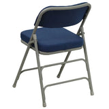 2 Pk. HERCULES Series Premium Curved Triple Braced & Double Hinged Navy Fabric Metal Folding Chair [2-HA-MC320AF-NVY-GG] Fl Furniture