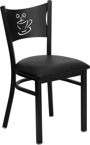 HERCULES Series Black Coffee Back Metal Restaurant Chair - Black Vinyl Seat [XU-DG-60099-COF-BLKV-GG] Pie's Variety Store