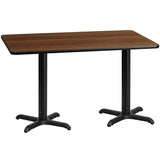 30'' x 60'' Rectangular Black Laminate Table Top with 22'' x 22'' Table Height Bases [XU-BLKTB-3060-T2222-GG] Pie's Variety Store