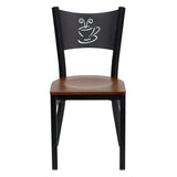 HERCULES Series Black Coffee Back Metal Restaurant Chair - Cherry Wood Seat [XU-DG-60099-COF-CHYW-GG] Pie's Variety Store