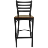 HERCULES Series Black Ladder Back Metal Restaurant Barstool - Cherry Wood Seat [XU-DG697BLAD-BAR-CHYW-GG] Pie's Variety Store