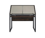 Pantano Glass Top Drafting Desk Dark Gunmetal And Chestnut versatile placement in your office- 805571 coastmega