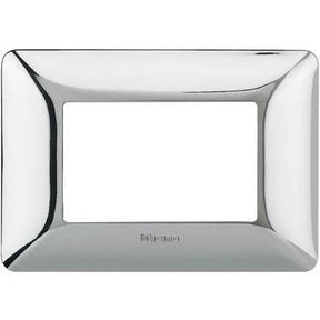 Bticino Three Modules Wallplate (Chrome) adds a high-end feel to your walls by hiding the normally visible mounting screws - AM4803GRC Elegant AccScents