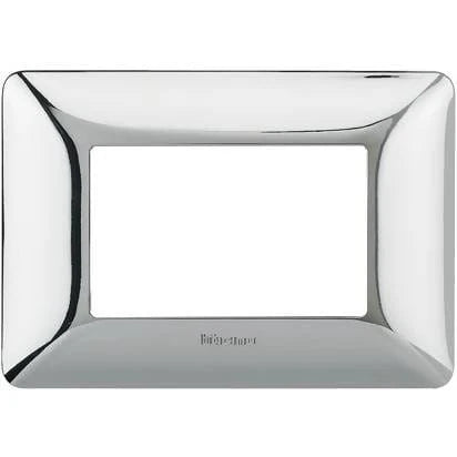 Bticino Three Modules Wallplate (Chrome) adds a high-end feel to your walls by hiding the normally visible mounting screws - AM4803GRC Elegant AccScents