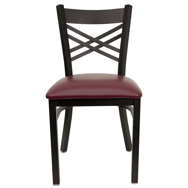 HERCULES Series Black ''X'' Back Metal Restaurant Chair - Black Vinyl Seat [XU-6FOBXBK-BLKV-GG] Pie's Variety Store
