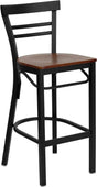 HERCULES Series Black Two-Slat Ladder Back Metal Restaurant Barstool - Cherry Wood Seat [XU-DG6R9BLAD-BAR-CHYW-GG] Pie's Variety Store
