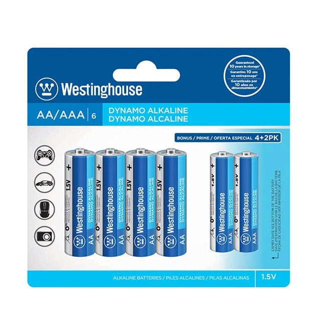 The Westinghouse Dynamo AA Alkaline Batteries 4 pack (2AAA free) - Ideally for Clocks