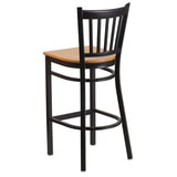 HERCULES Series Black Vertical Back Metal Restaurant Barstool - Cherry Wood Seat [XU-DG-6R6B-VRT-BAR-CHYW-GG] Pie's Variety Store
