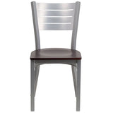 HERCULES Series Silver Slat Back Metal Restaurant Chair - Cherry Wood Seat [XU-DG-60401-CHYW-GG] Pie's Variety Store