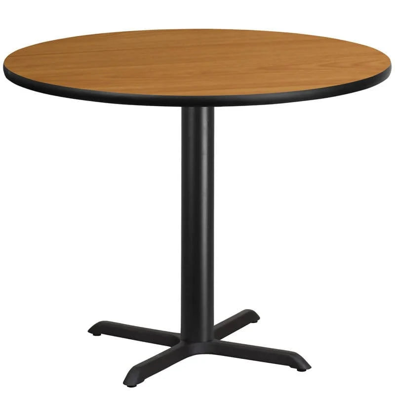 42'' Round Black Laminate Table Top with 33'' x 33'' Table Height Base [XU-RD-42-BLKTB-T3333-GG] Pie's Variety Store