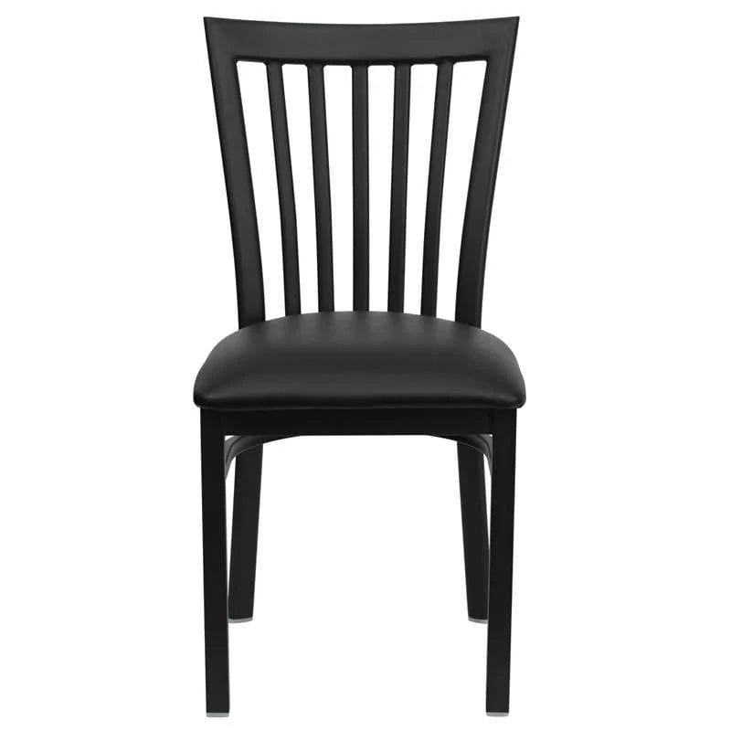 HERCULES Series Black School House Back Metal Restaurant Chair - Black Vinyl Seat [XU-DG6Q4BSCH-BLKV-GG] Pie's Variety Store