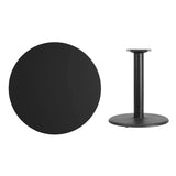 36'' Round Black Laminate Table Top with 24'' Round Table Height Base [XU-RD-36-BLKTB-TR24-GG] Pie's Variety Store