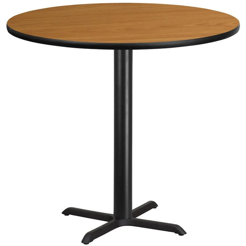 42'' Round Black Laminate Table Top with 33'' x 33'' Bar Height Table Base [XU-RD-42-BLKTB-T3333B-GG] Pie's Variety Store