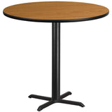 42'' Round Black Laminate Table Top with 33'' x 33'' Bar Height Table Base [XU-RD-42-BLKTB-T3333B-GG] Pie's Variety Store