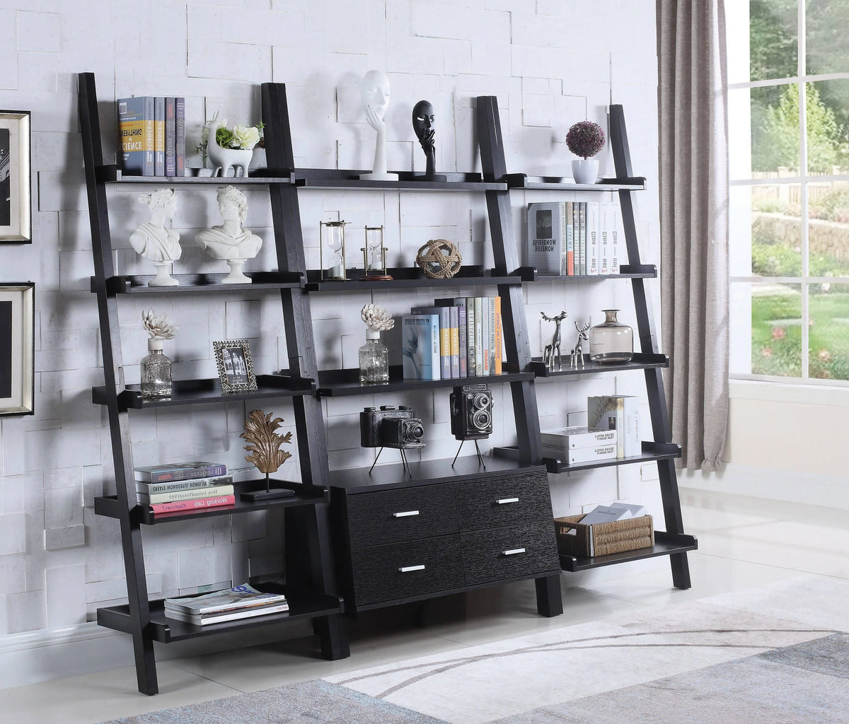 Bower 4-Drawer Storage Bookcase Cappuccino 3PC Set - 800319-S3 Pie's Variety Store