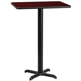 24'' x 30'' Rectangular Black Laminate Table Top with 22'' x 22'' Bar Height Table Base [XU-BLKTB-2430-T2222B-GG] Fl Furniture