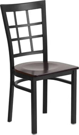 HERCULES Series Black Window Back Metal Restaurant Chair - Cherry Wood Seat [XU-DG6Q3BWIN-CHYW-GG] Pie's Variety Store